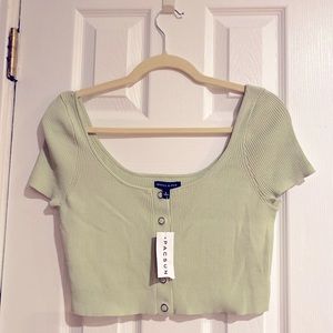 Pacsun Kendall & Kylie snap front crop top - Large - Light Green